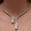 Open Design Round Pearl Sapphire Necklace