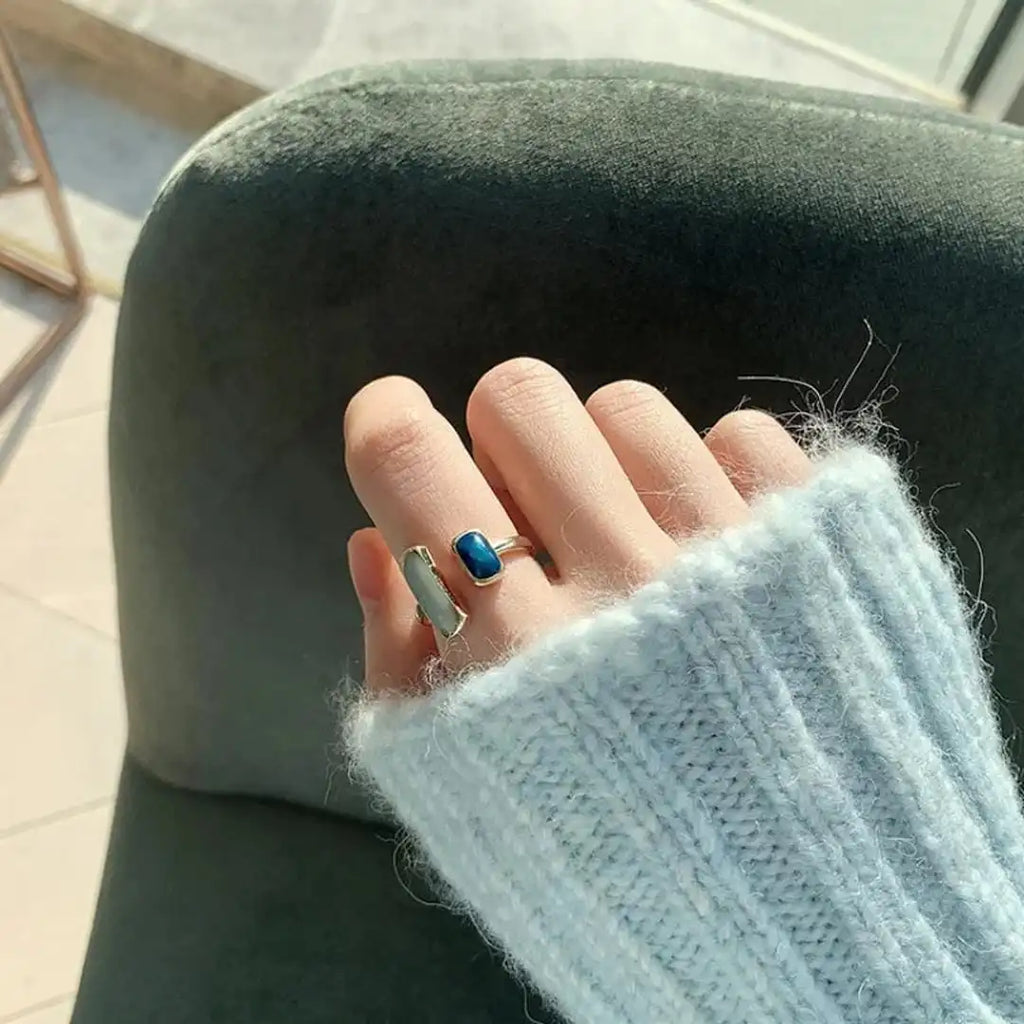 Bohemian Blue Gemstone Adjustable Ring