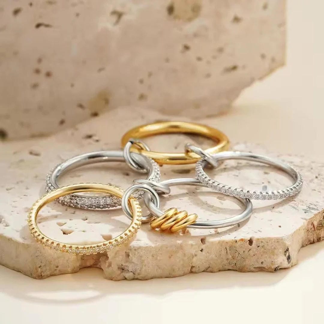 Elegant Stacked Crystals Statement Ring