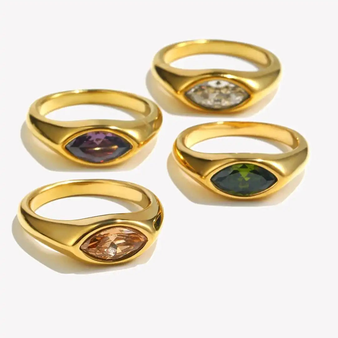 Marquise Gemstone Gold Signet Ring