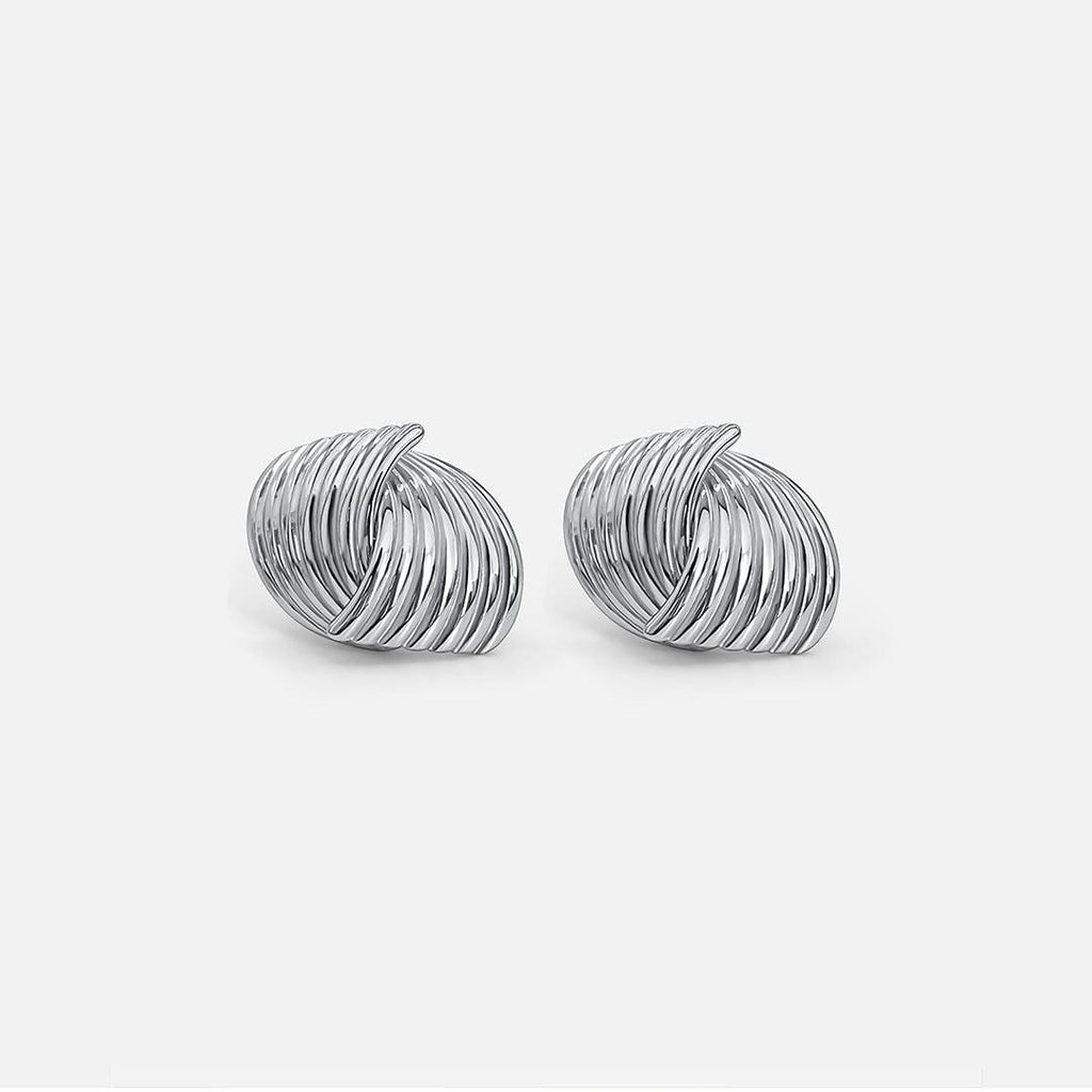 Modern Silver Twist Earrings