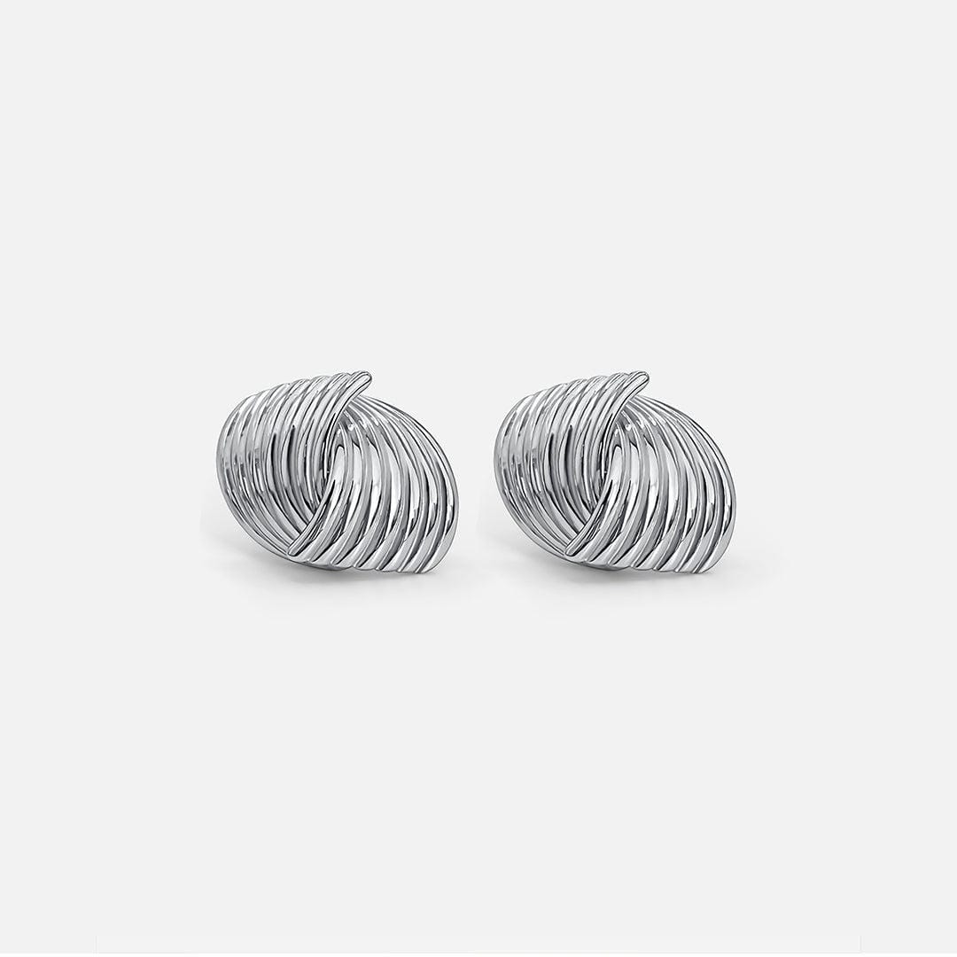 Modern Silver Twist Earrings