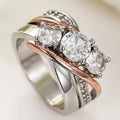 Three Dimensional Gold and Silver Zirconia Ring