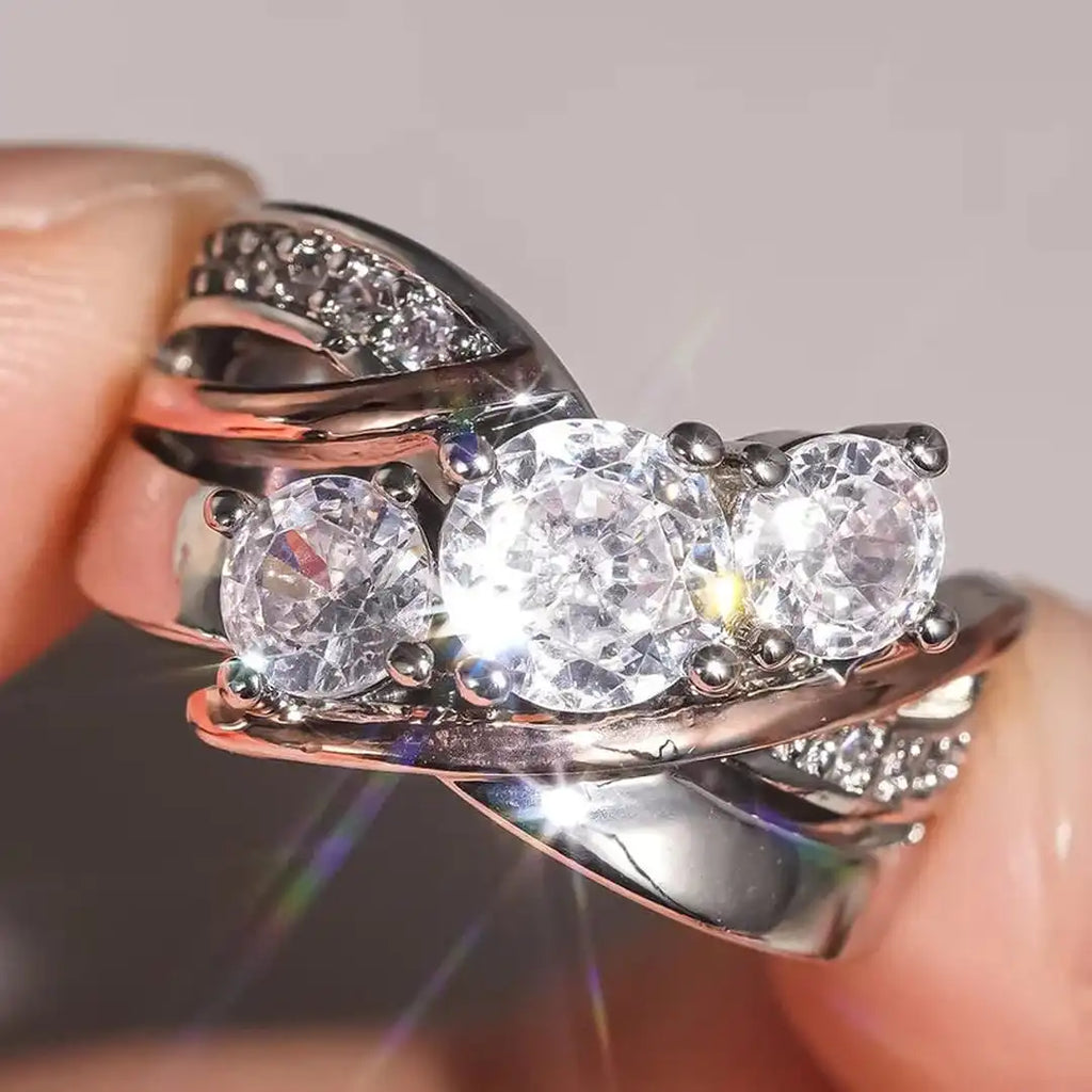 Three Dimensional Gold and Silver Zirconia Ring
