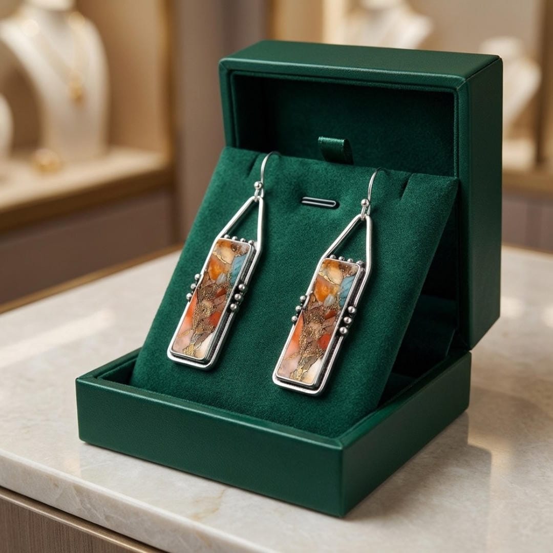 Natural Amber Stone Earrings