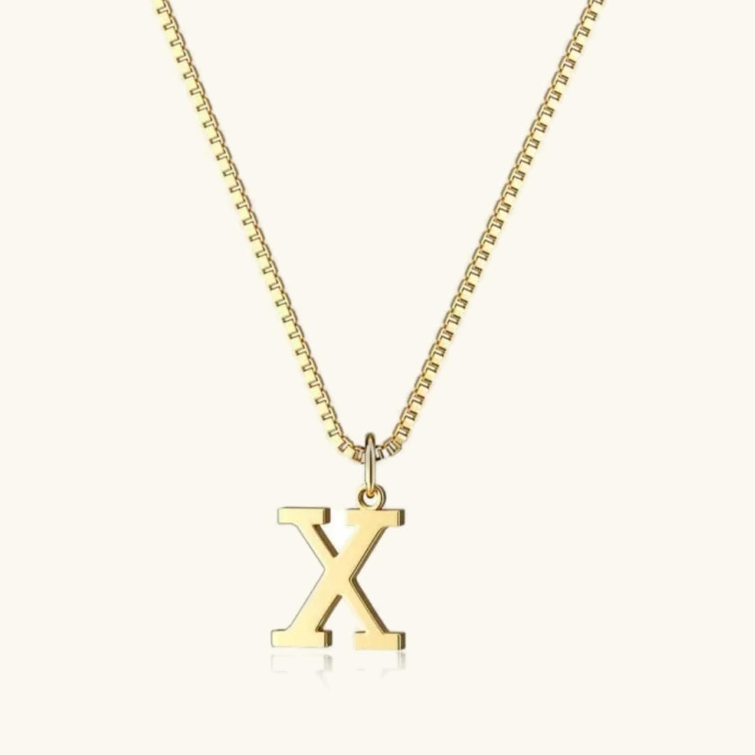 Vintage Letter Initial Gold Necklace