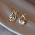 Golden Cross Zirconia Stud Earrings