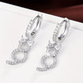 Crystal Cat Dangle Hoop Earrings