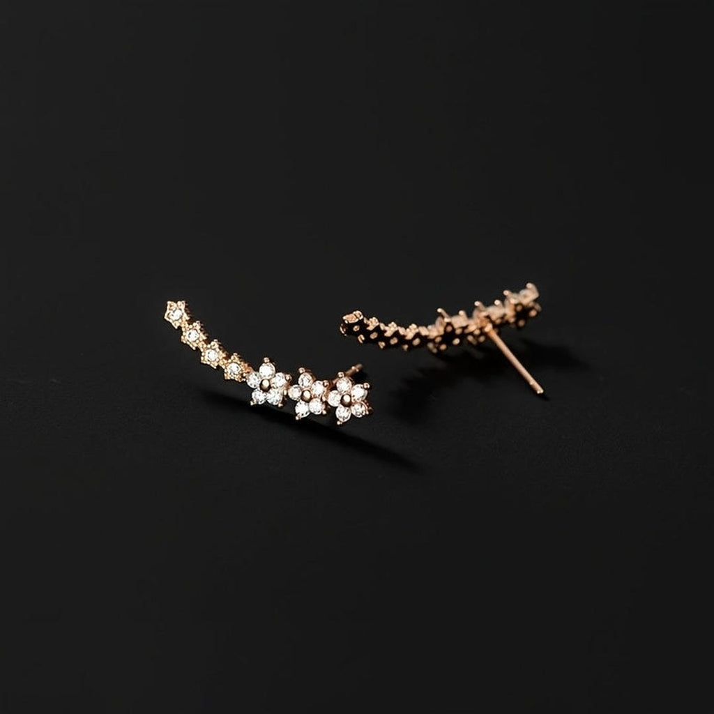 Sparkling Flower Drop Statement Earrings