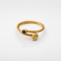 Adjustable Green and Black Natural Stone Ring