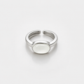 Adjustable Silver White Cabochon Statement Ring
