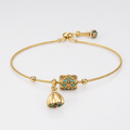 Antique Gold Turquoise Lotus Bracelet