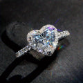 Crimson Heart Halo Crystal Ring