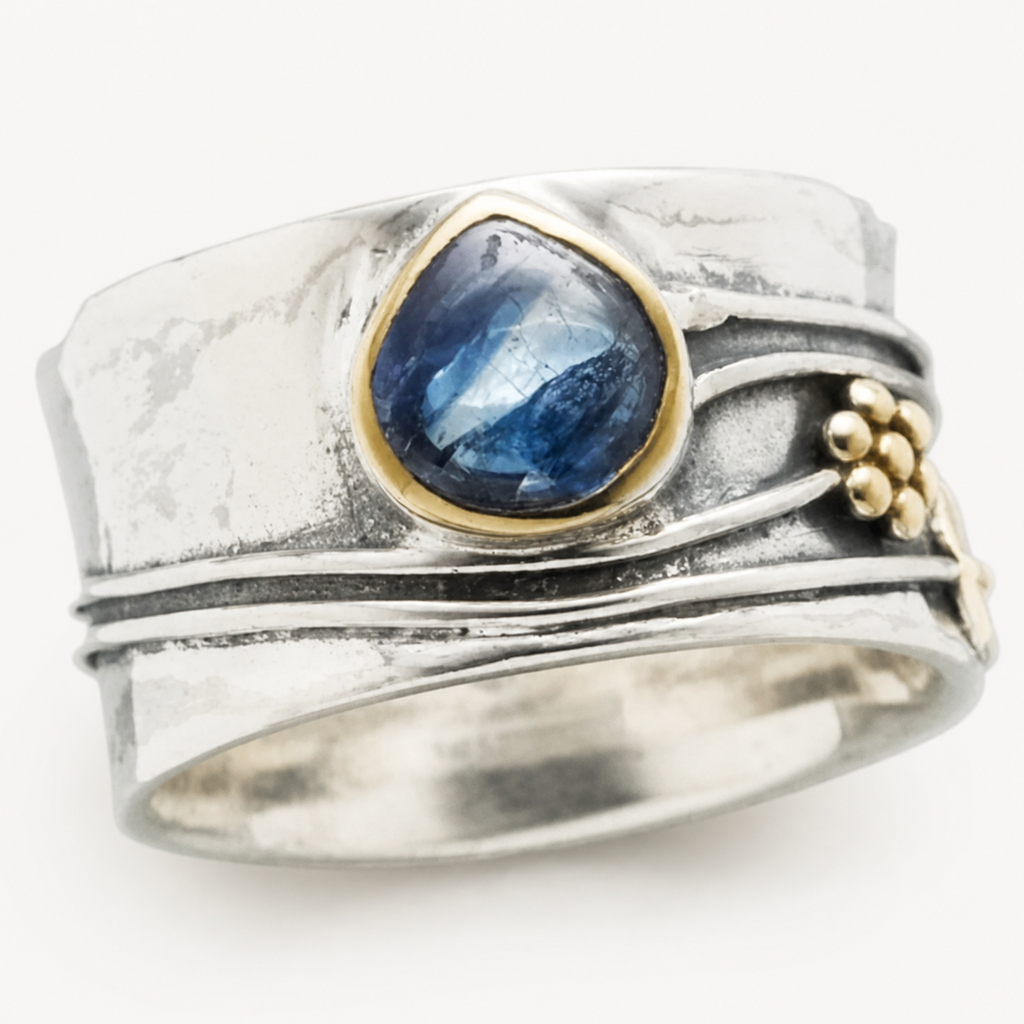 Bohemian Gemstone Meditation Ring on a clean white studio background