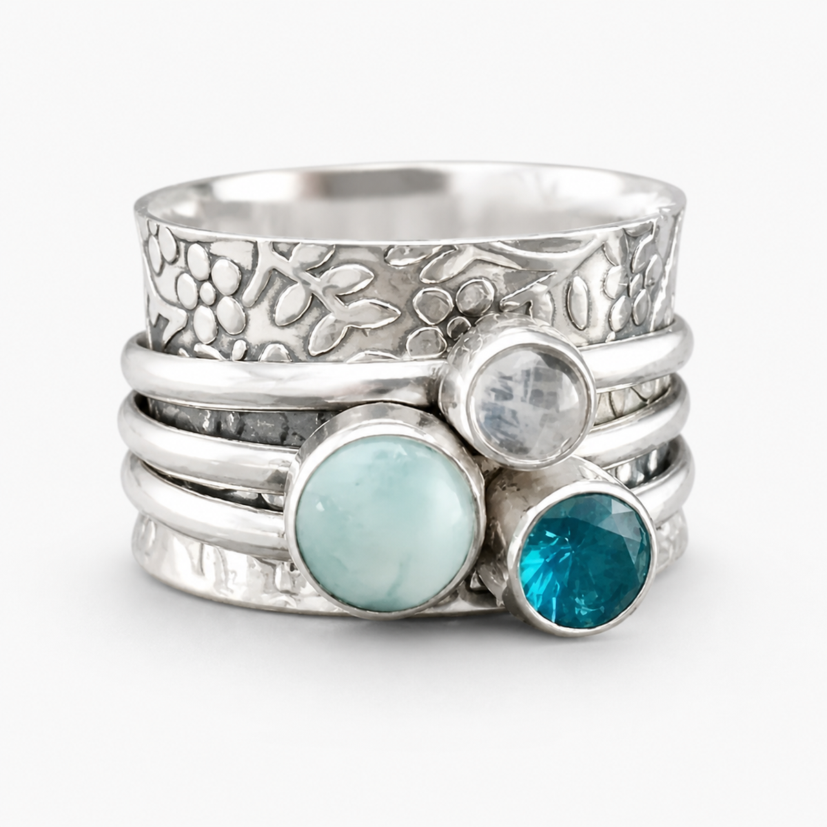 Bohemian Style Silver Embellished Ring