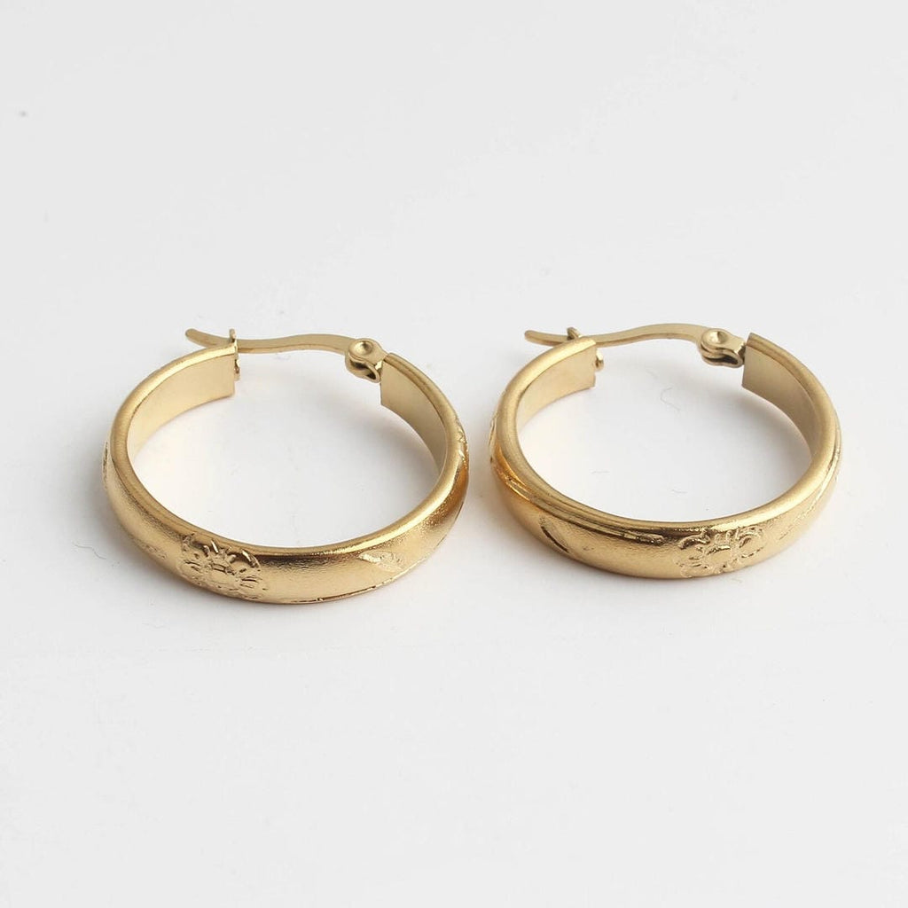 Elegant Floral Engraved Hoops