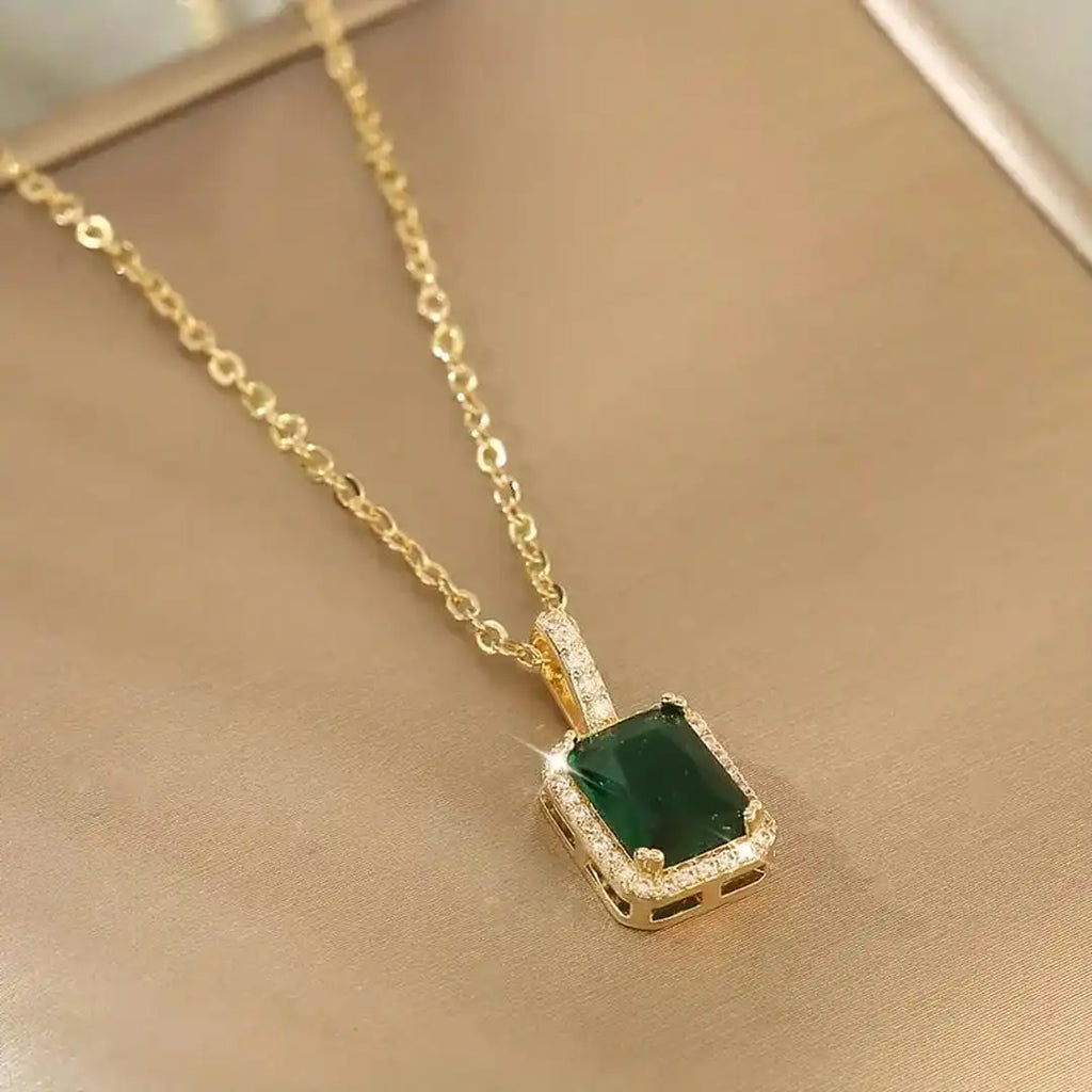 Emerald Crystal Gold Necklace