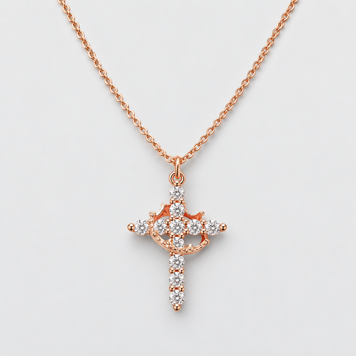 Elora Cross and Crown Necklace