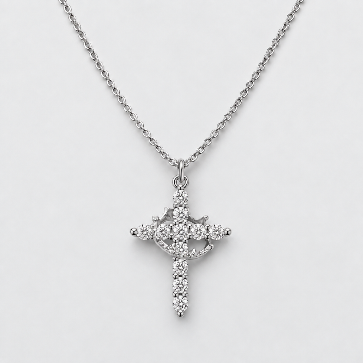 Elora Cross and Crown Necklace