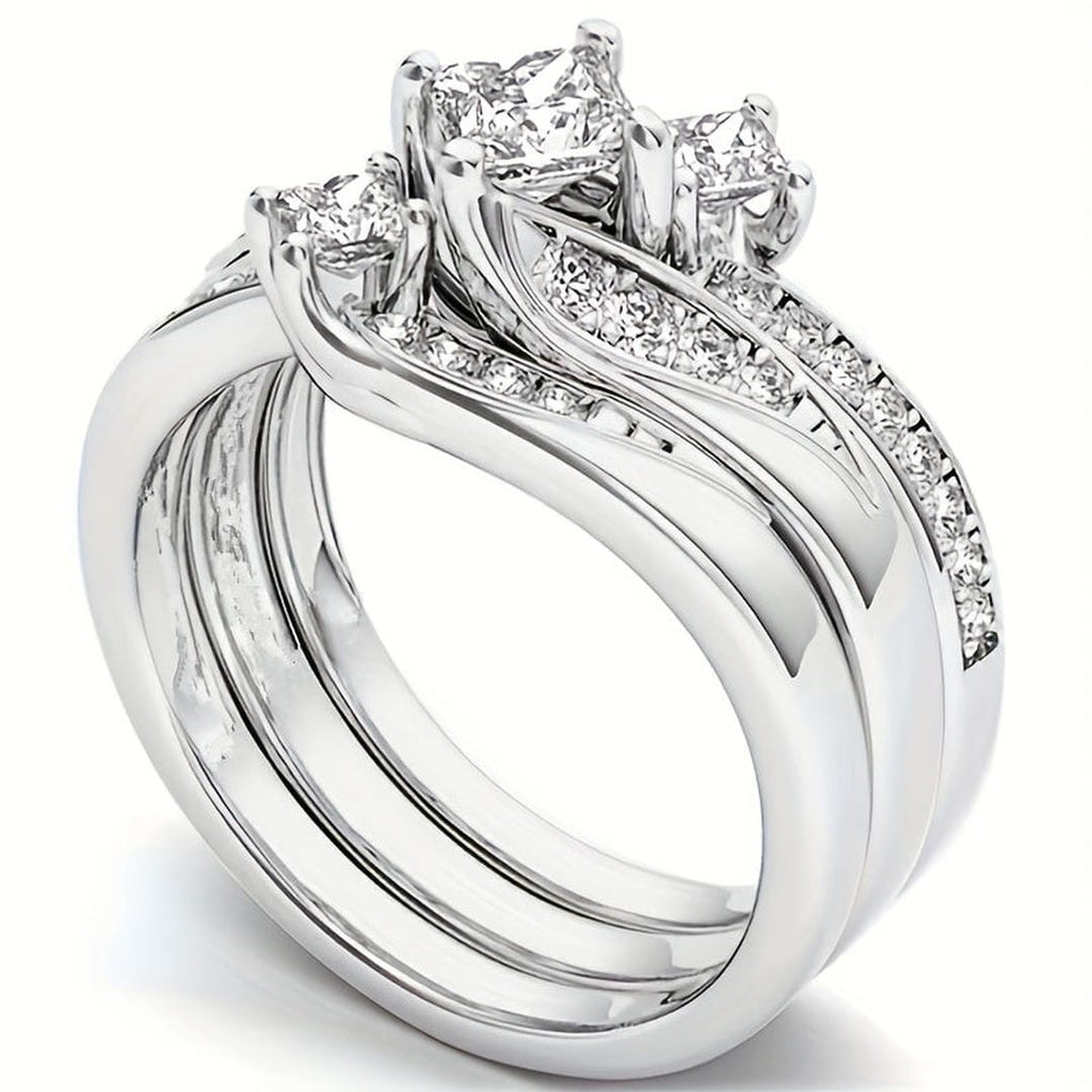 Princess Cluster Ring Set