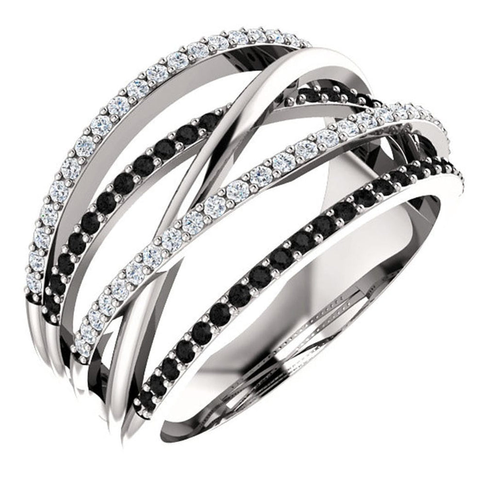 Black White Crossover Statement Ring