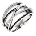 Black White Crossover Statement Ring