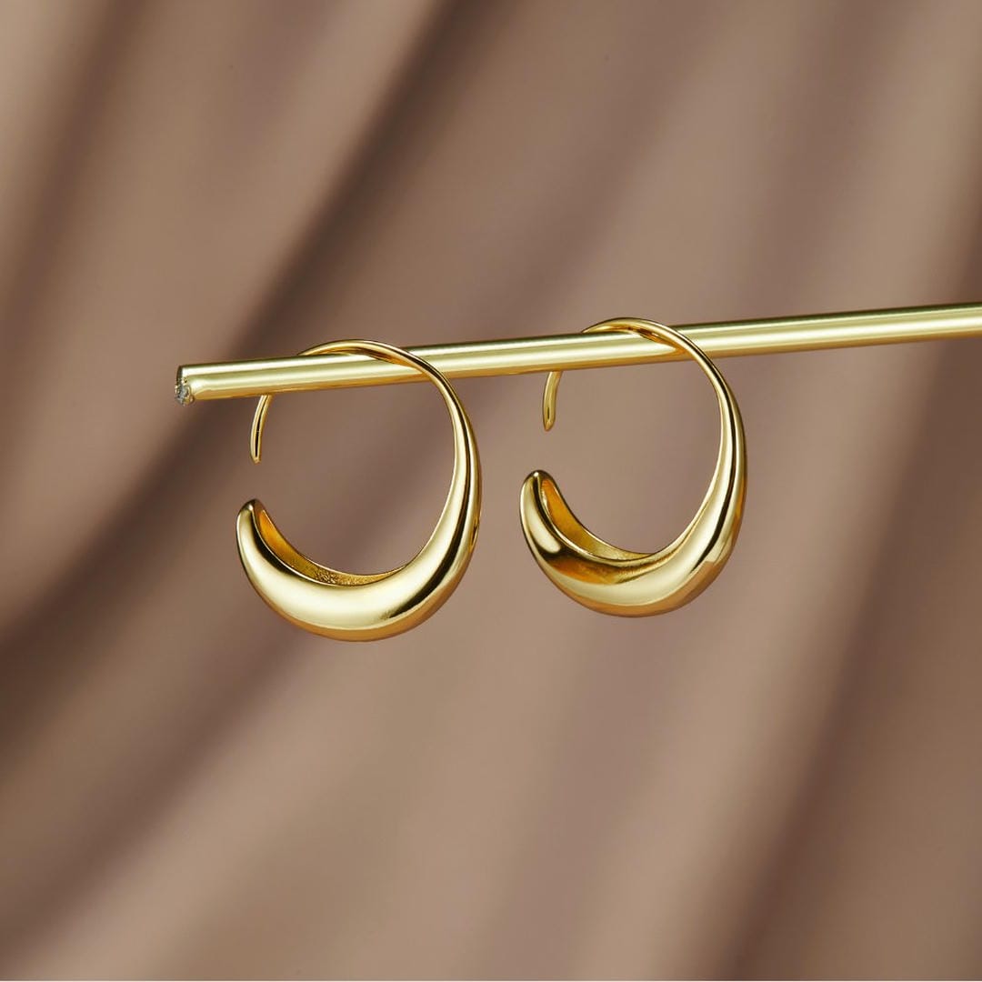 Gold Drop Hoop Minimalist Earrings