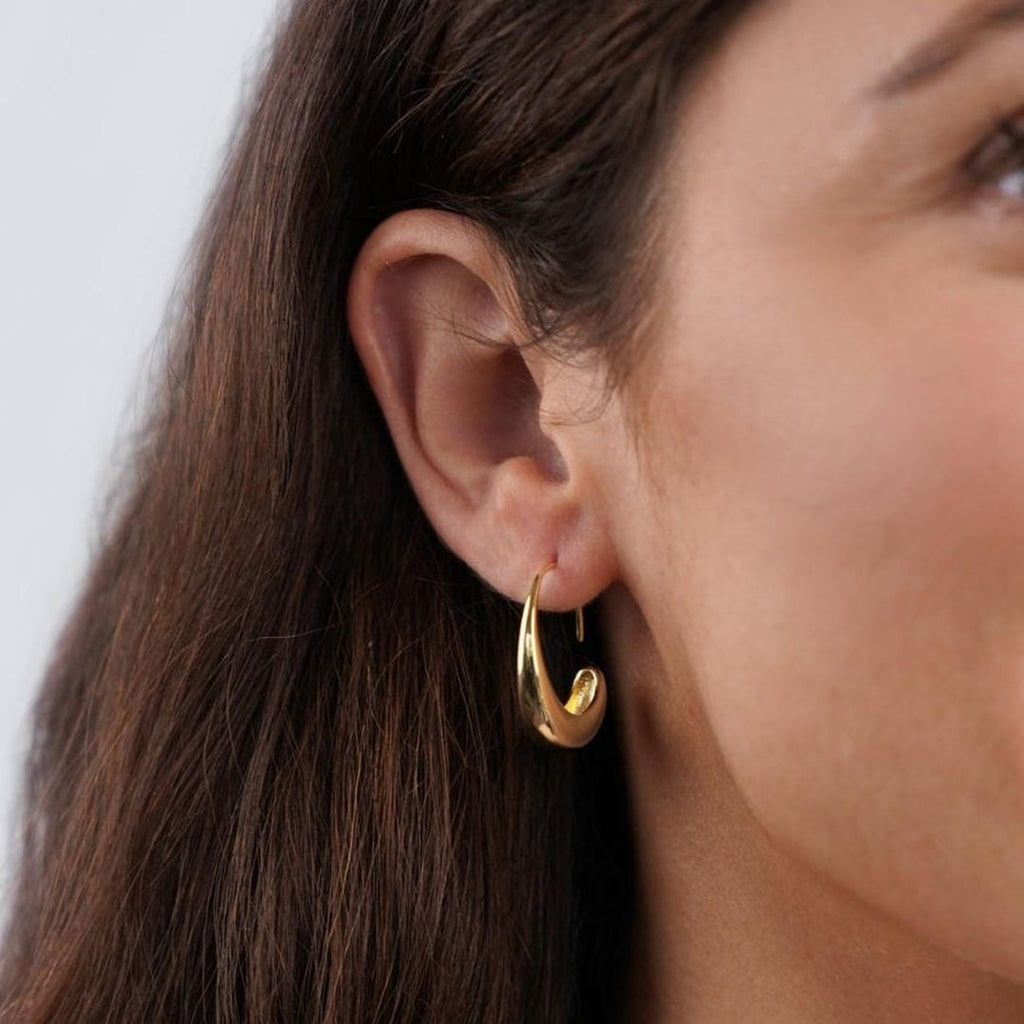 Gold Drop Hoop Minimalist Earrings
