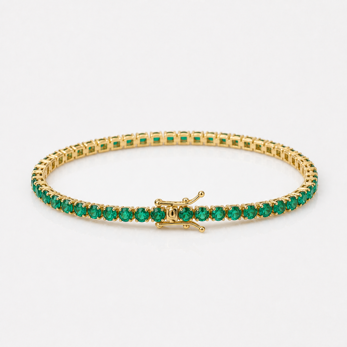 Classic Emerald Gold Tennis Bracelet