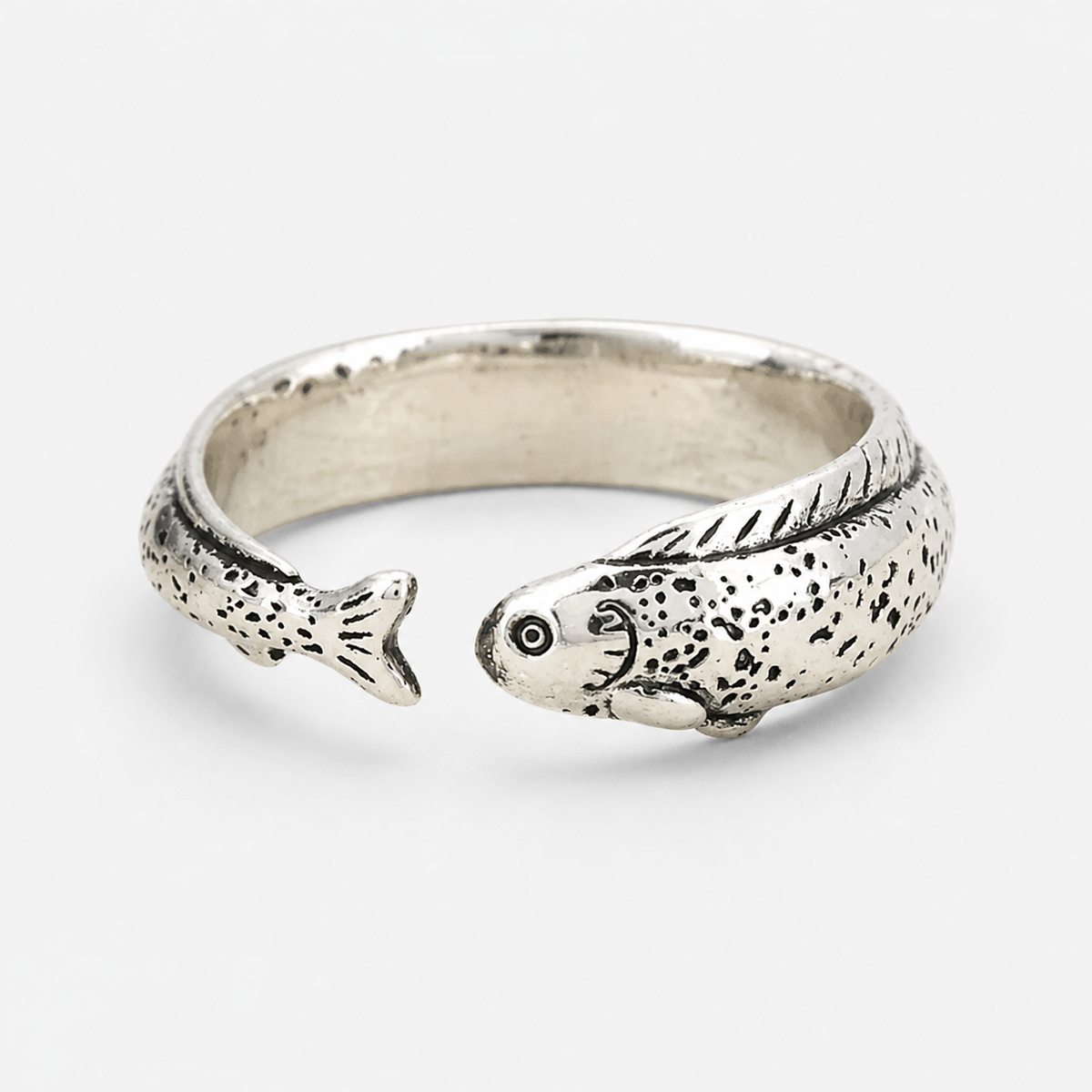 Classic Silver Fish Adjustable Wrap Ring