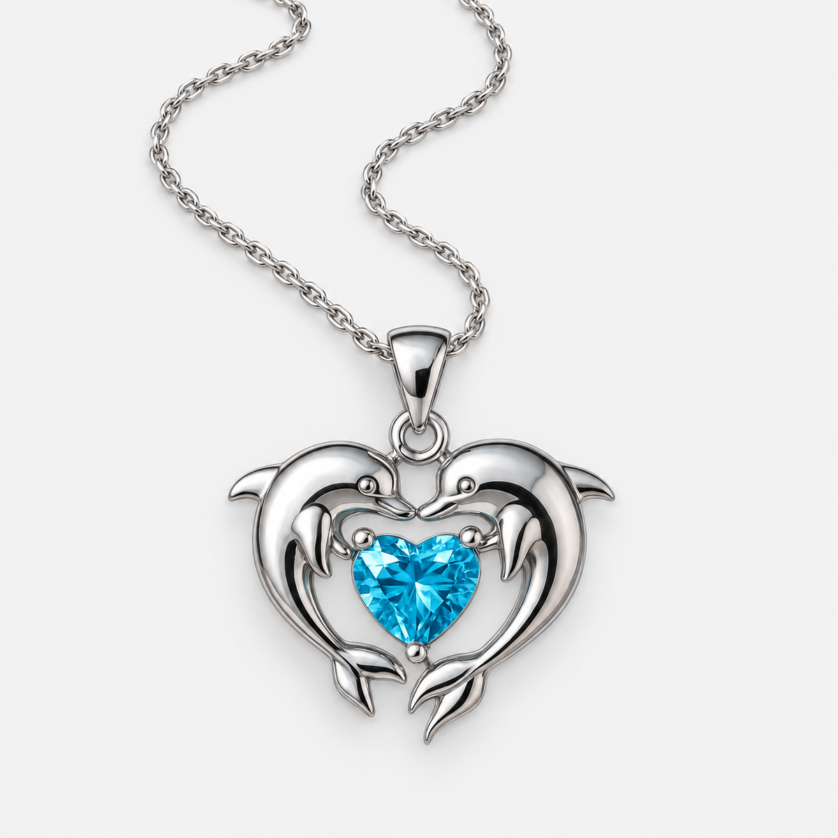 Dolphin Love Silver Necklace
