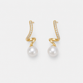 Pearl Wave Gold Earrings