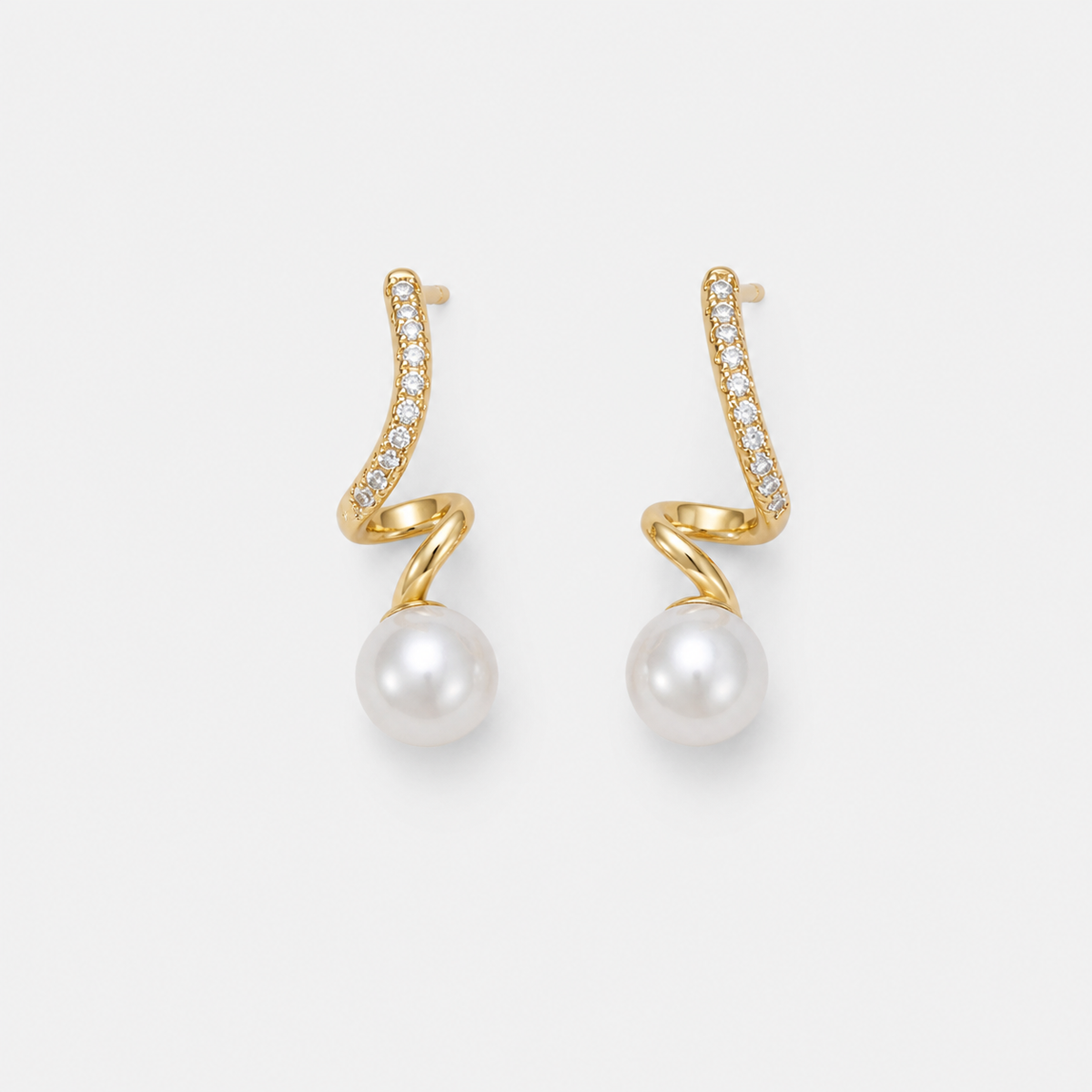Pearl Wave Gold Earrings