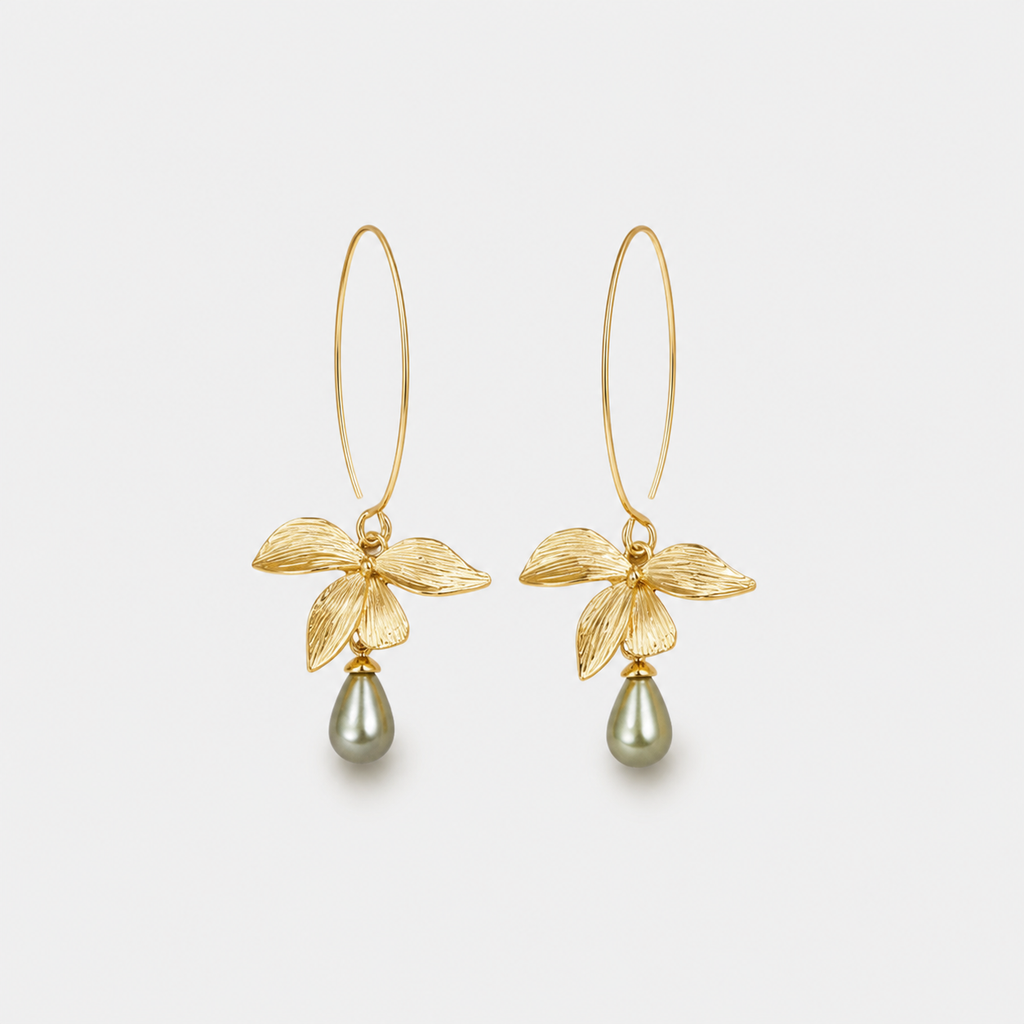 Jade Pearl & Petal Drop Earrings