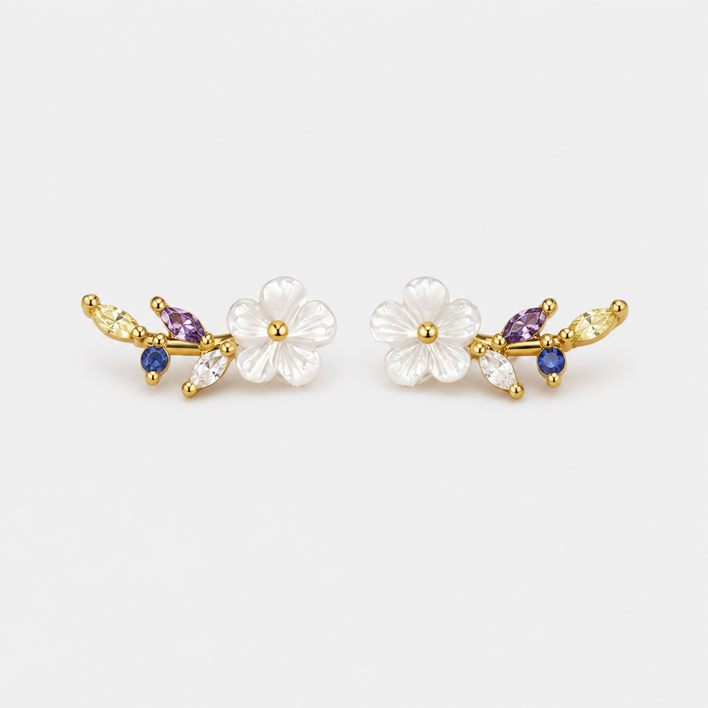 Crystal White Blossom Earrings