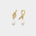 Knotted Gold Freshwater Pearl Earrings