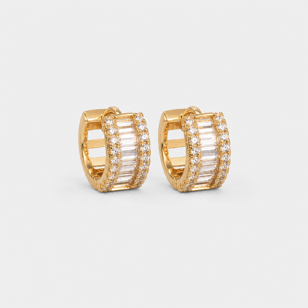 Mini Baguette Zirconia Hoop Earrings