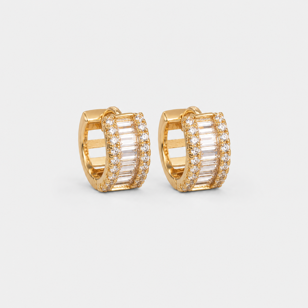 Mini Baguette Zirconia Hoop Earrings