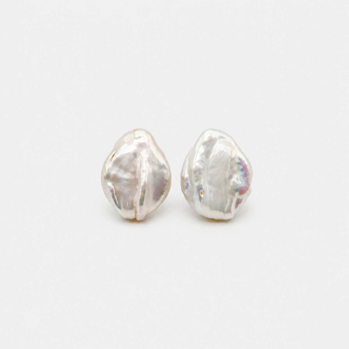 Organic Pebble Silver Stud Earrings