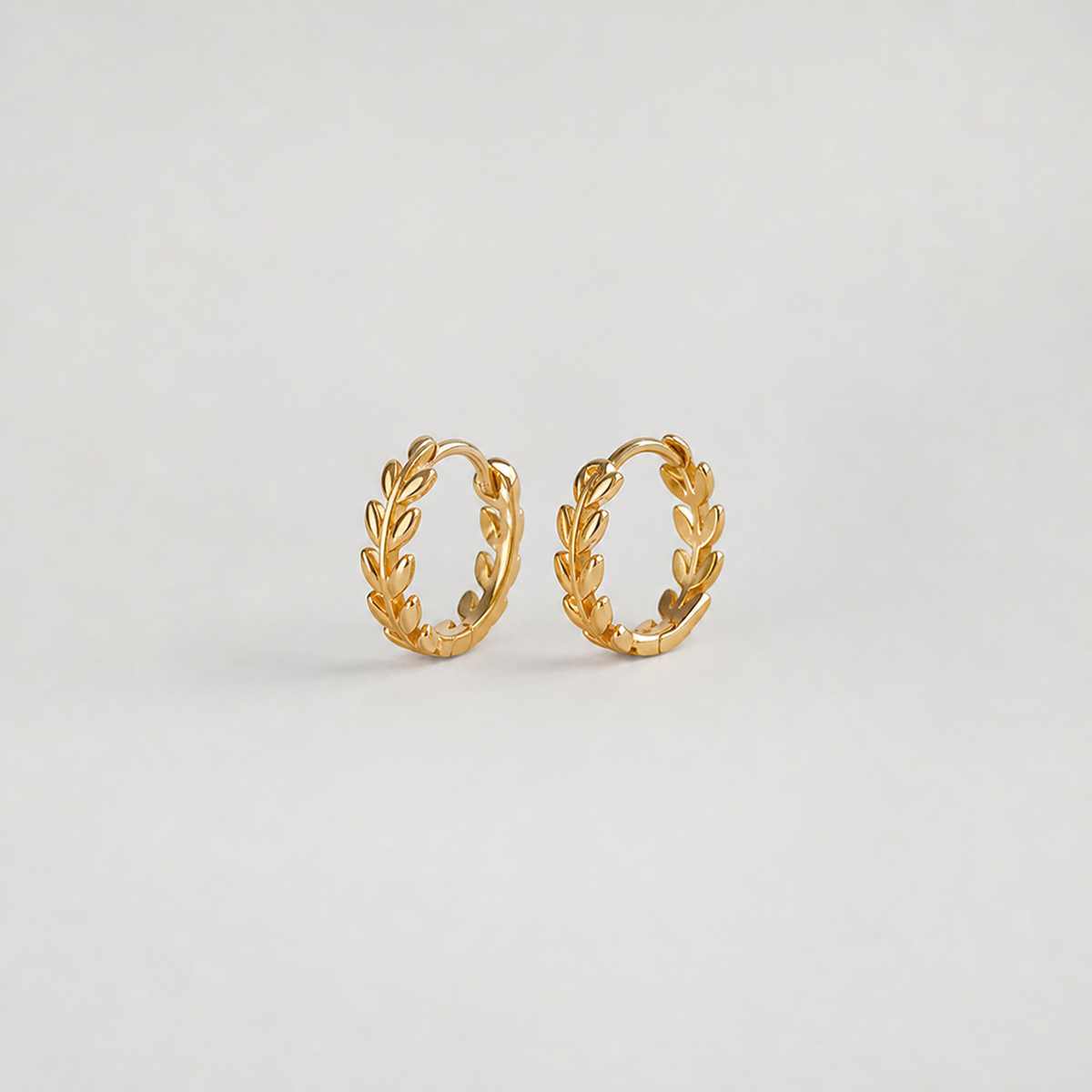 Gold Laurel Huggie Hoops