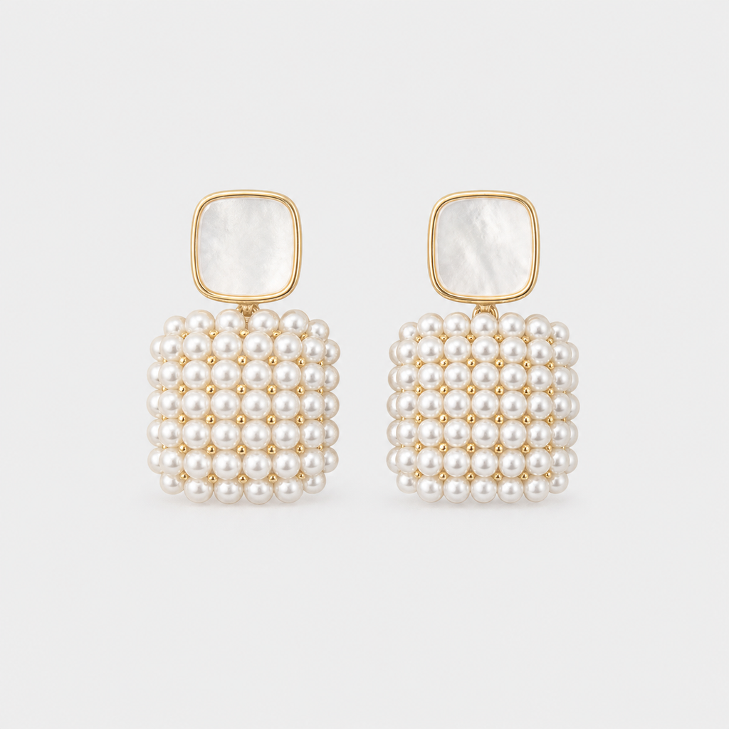 Beaded Pearl Cluster Drops