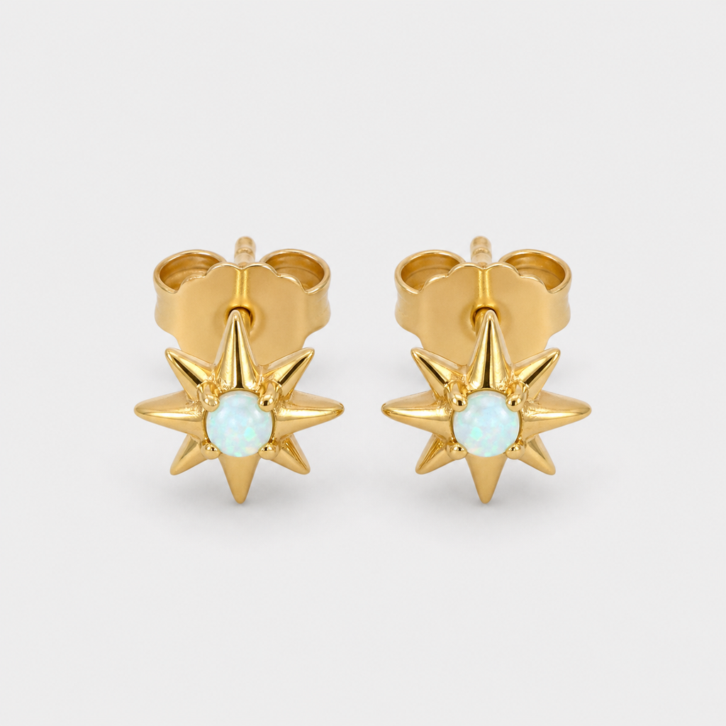 Gold or Silver Opal Starburst Studs