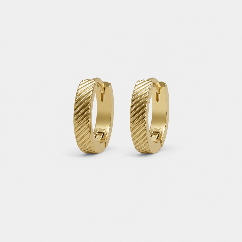 Gold Etched Huggie Hoops