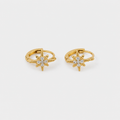 Set of 2 Pairs Gold Crystal Star Huggie Hoops