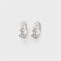 Silver Laurel Huggie Hoops