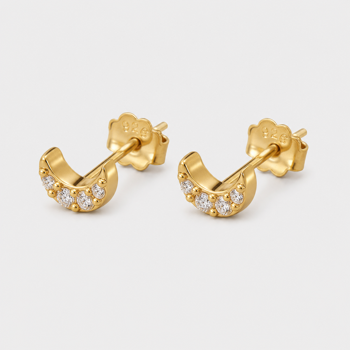 Micro Moon Crystal Stud Earrings