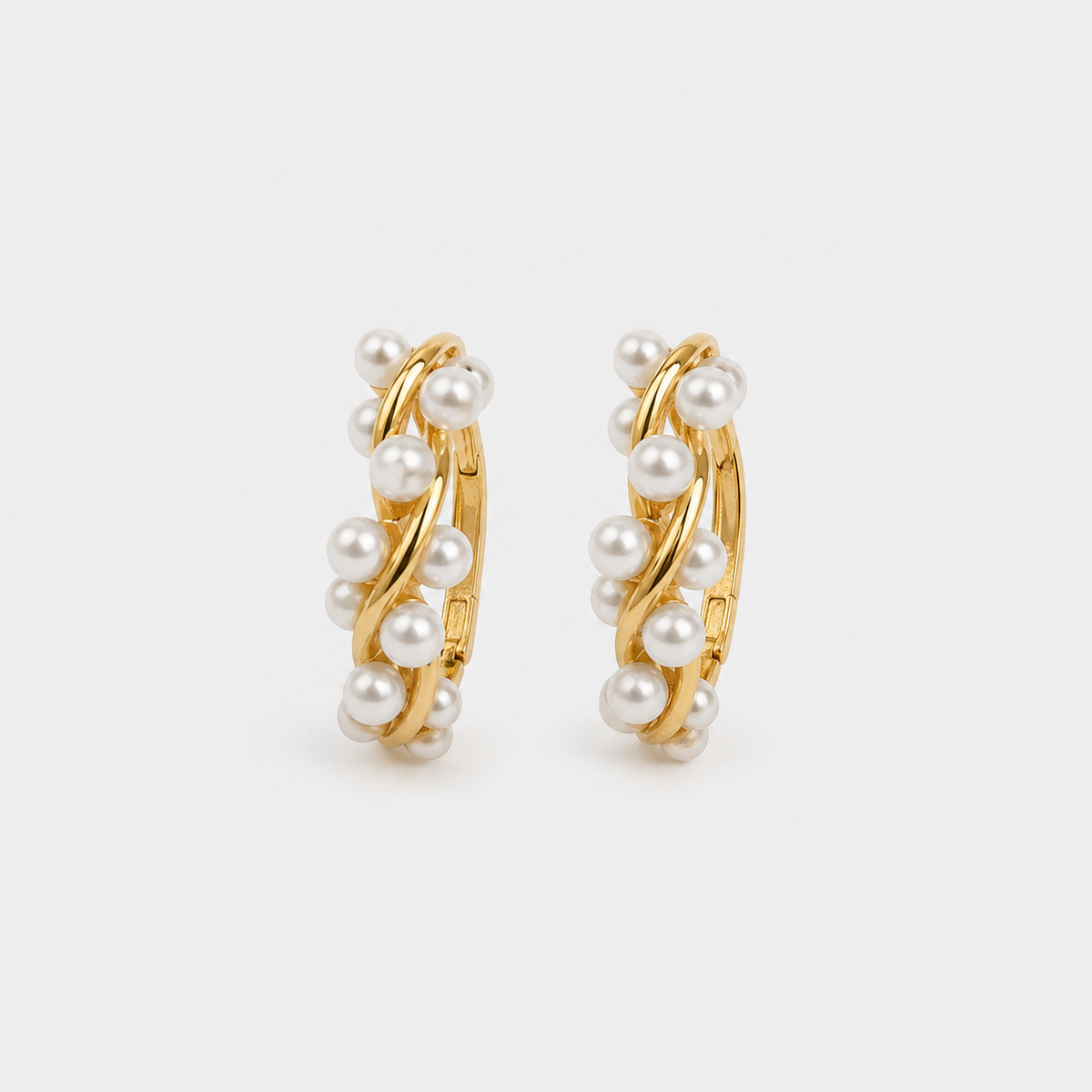 Elegant Pearl Twist Hoop Earrings