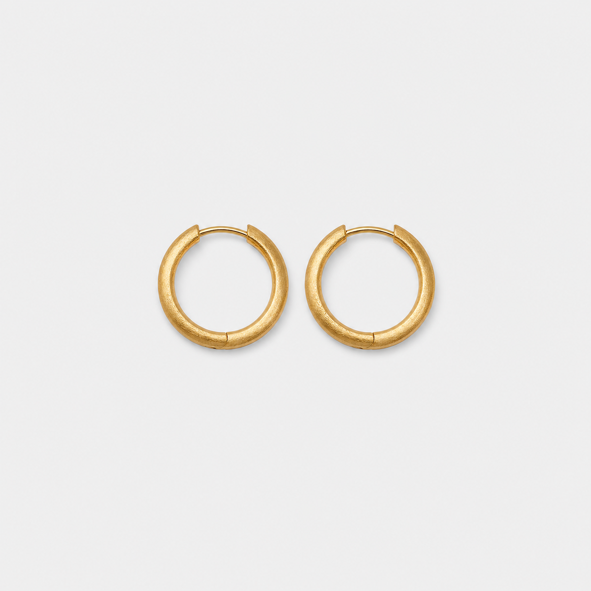 Set of 2 Pairs Brushed Gold Minimal Hoops