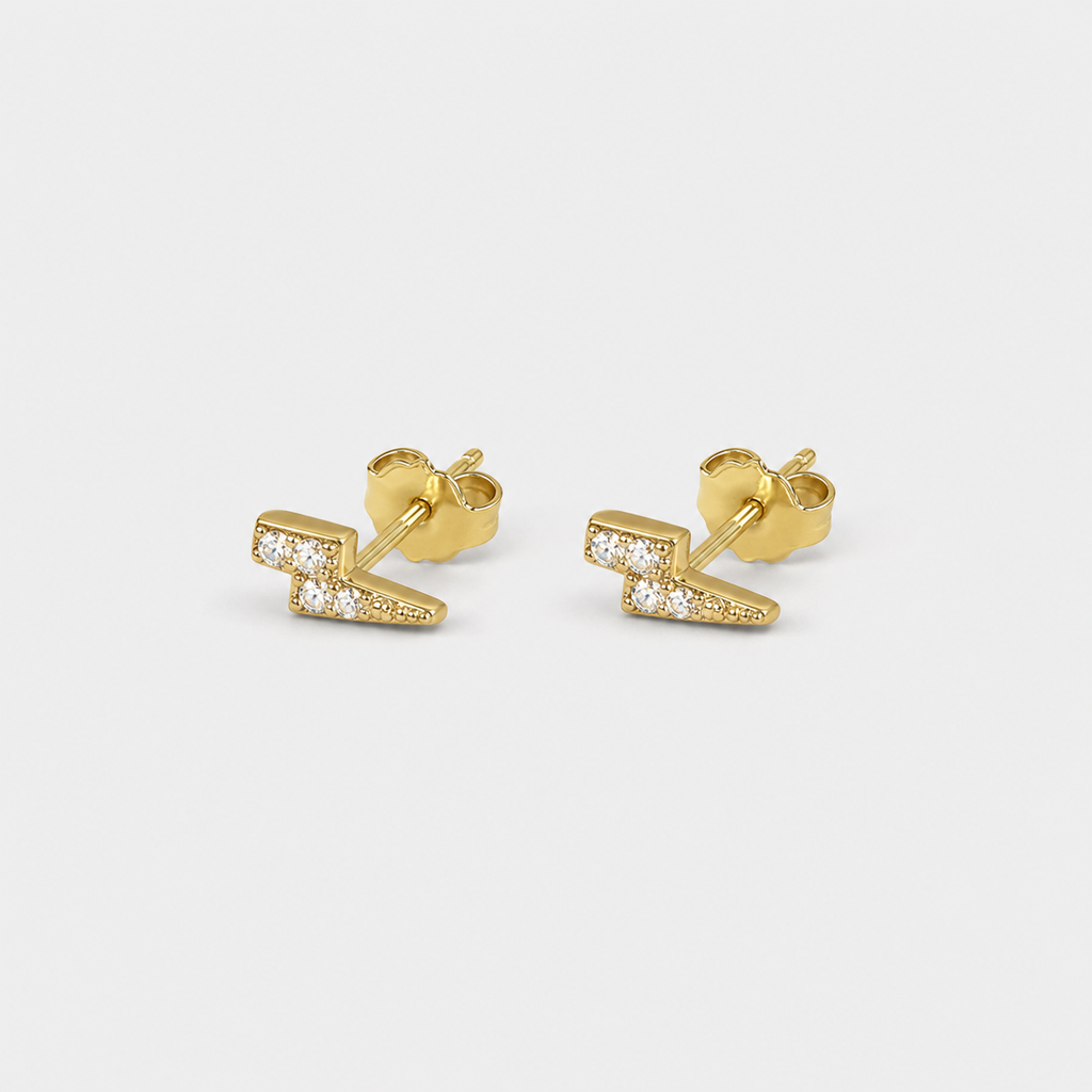 Micro Lightning Bolt Stud Earrings