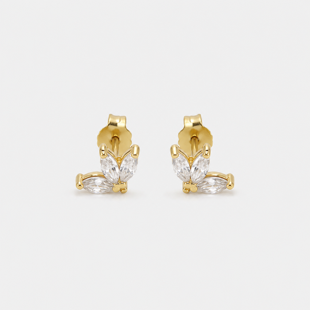 Crystal Fan Stud Earrings